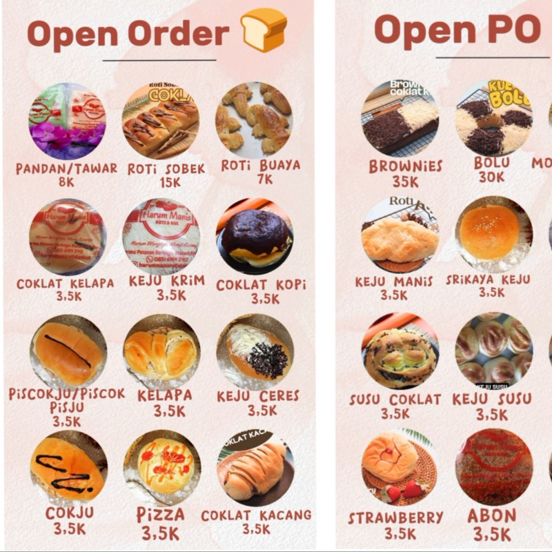 Roti, Tansu, Goguma Cheese, Stup roti, Lava Toast